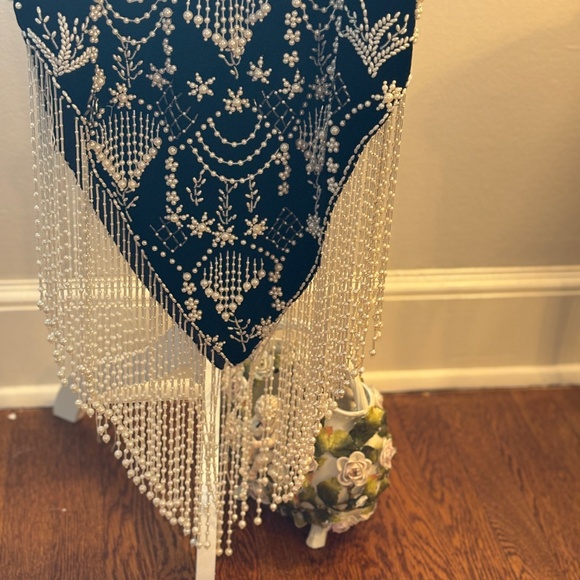 ONE of a KIND ELEGANT PARIS BLACK VELVET- PEARL BEADED GOWN - Picture 13 of 16